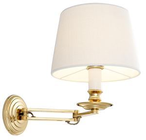 Casa Padrino Luxus Wandleuchte mit Schwenkarm Gold / Wei� 22 x 21,5 x H. 27,5 cm - Hotel & Restaurant Leuchte