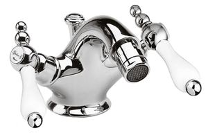 Jugendstil Retro Bidetarmatur Badezimmer Waschtischarmatur Silber / Wei� H. 10,5 cm - Luxus Qualit�t