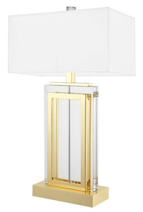 Casa Padrino Luxus Tischleuchte Gold / Wei� 38 x H. 67,5 cm - Hotel & Restaurant M�bel