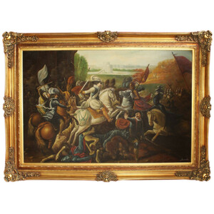Riesiges Handgemaltes Barock �l Gem�lde Krieg Mod.2 Gold Prunk Rahmen 225 x 165 x 10 cm - Massives Material
