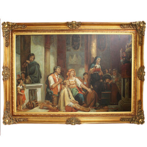 Riesiges Handgemaltes Barock l Gemlde Gottesdienst Gold Prunk Rahmen 225 x 165 x 10 cm - Massives Material