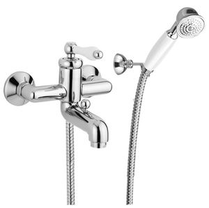 Luxus Aufputz-Einhebelmischer mit Duplex Brause Silber / Wei - Luxus Badezimmer Badewannen Dusch Armatur