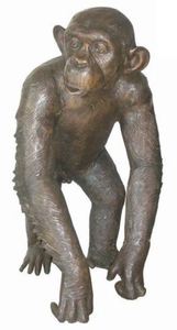 Casa Padrino Luxus Bronzefigur Schimpanse Bronze 45 x 60 x H. 78 cm - Deko Figur Skulptur