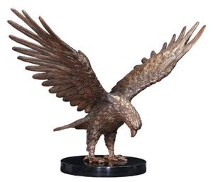 Casa Padrino Luxus Adler Bronzefigur Bronze / Schwarz 30 x 20 x H. 30 cm - Luxus Deko Figur mit Marmorsockel Skulptur