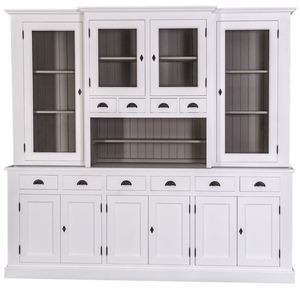 Casa Padrino Landhausstil Kchenschrank Wei / Grau 244 x 45 x H. 225 cm - 2 Teiliger Kchenschrank mit 10 Tren und 10 Schubladen