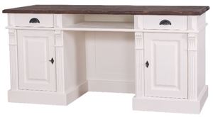 Casa Padrino Landhausstil Schreibtisch mit 2 T�ren und 2 Schubladen Wei� / Braun 160 x 70 x H. 78 cm - B�rom�bel im Landhausstil