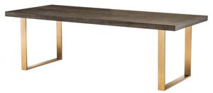 Casa Padrino Luxus Edelstahl Esstisch mit Eichenfurnier Tischplatte Dunkelbraun / Messing 230 x 100 x H. 75,5 cm - Luxus Qualit�t