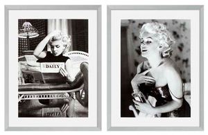 Casa Padrino Bilder 2er Set Marilyn Monroe Silber 69 x H. 89 cm - Luxus Wanddekoration