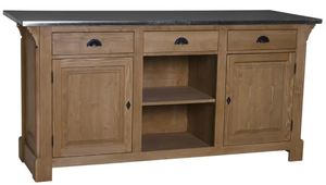 Casa Padrino Landhausstil Theke Braun / Silber 191 x 68 x H. 95 cm - Massivholz Thekentisch mit verzinkter Tischplatte