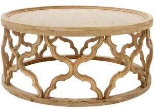 Casa Padrino Designer Couchtisch Naturfarben  80 x H. 37 cm - Moderner Runder Holz Wohnzimmertisch 