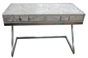 Casa Padrino Designer Schreibtisch mit 2 Schubladen Silber / Wei 110 x 50 x H. 75 cm - Designermbel