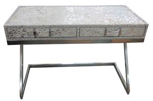 Casa Padrino Designer Schreibtisch mit 2 Schubladen Silber / Wei� 110 x 50 x H. 75 cm - Designerm�bel