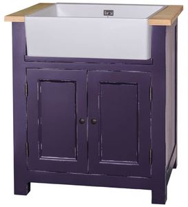 Casa Padrino Landhausstil Sp�ltisch / Sp�lenschrank Antik Lila / Naturfarben 81 x 65 x H. 90 cm - Shabby Chic K�chenschrank mit 2 T�ren