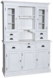 Casa Padrino Landhausstil K�chenschrank Antik Wei� 137 x 50 x H. 197 cm - 2 Teiliger K�chenschrank mit 5 T�ren und 7 Schubladen