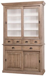 Casa Padrino Landhausstil K�chenschrank Braun / Wei� 142 x 48 x H. 225 cm - 2 Teiliger K�chenschrank mit 4 Schiebet�ren und 6 Schubladen