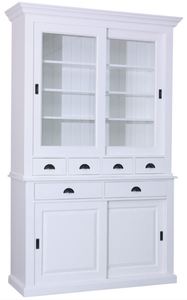 Casa Padrino Landhausstil Küchenschrank Weiß 142 x 48 x H. 225 cm - 2 Teiliger Küchenschrank mit 4 Schiebetüren und 6 Schubladen