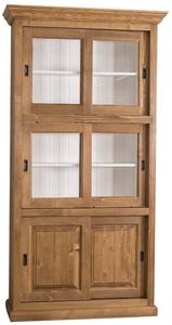 Casa Padrino Landhausstil Bcherschrank Braun / Wei 110 x 40 x H. 210 cm - Wohnzimmerschrank mit 6 Schiebetren