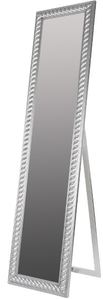Casa Padrino Barock Standspiegel Silber mit wundersch�nem antik-silbernem  Kordelrahmen H. 180 cm - Handgefertigt