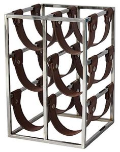 Casa Padrino Luxus Weinflaschenhalter Silber / Braun 26 x 28 x H. 39 cm - Kleines Weinregal f�r 6 Flaschen