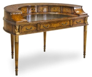 Casa Padrino Luxus Jugendstil Mahagoni Schreibtisch mit 10 Schubladen Braun / Antik Gold 145 x 80 x H. 90 cm - Luxus Qualit�t