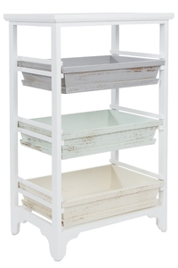 Casa Padrino Landhausstil Regalschrank Wei� / Mehrfarbig 54 x 32 x H. 86 cm - Handgefertigter Shabby Chic Regalschrank mit 3 F�chern 