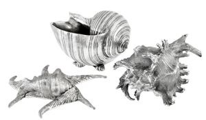 Casa Padrino Luxus Aluminium Muscheln Antik Silber - Deko 3er Set 