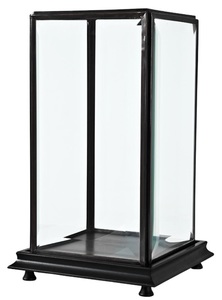 Casa Padrino Luxus Tischvitrine Schwarz / Antik Bronze 22 x 22 x H. 37 cm - Wohnzimmer Dekoration