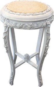 Casa Padrino Barock Beistelltisch Rund Flowers Wei�/Creme  Antik Look - 71 x 42 cm 