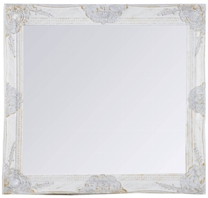 Casa Padrino Barock Wandspiegel Weiss H�he 62 cm, Breite 52 cm - Vintagelook - Handgefertigt - Facettenschliff