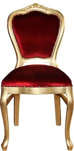 Casa Padrino Barock Luxus Esszimmer Stuhl Bordeaux / Gold - Mbel