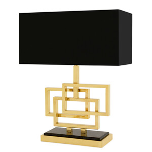 Casa Padrino Luxus Tischleuchte Gold / Lampenschirm Schwarz 48 x 40 cm - Leuchte - Luxury Collection