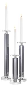 Casa Padrino Kristallglas Kerzenhalter / Kerzenst�nder 3er Set Grau / Silber - Luxus Deko