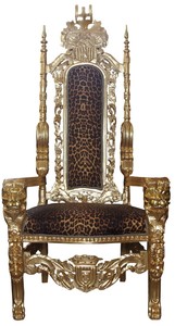 Casa Padrino Barock Thron Sessel Gold / Leopard Knigssessel - Hochzeitssessel - Riesensessel 