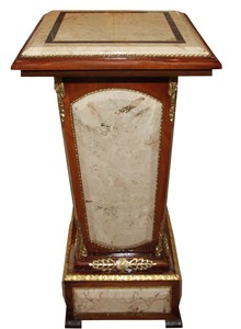 Casa Padrino Barock S�ule Mahagoni / Creme mit Marmorbesatz - 78 x 43 x H.43 cm 