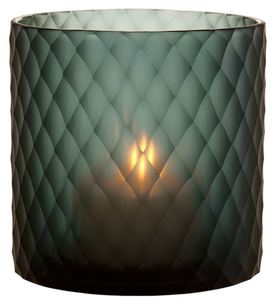 Casa Padrino Glas Teelichthalter / Windlicht Saphirfarben  20 x H. 20 cm - Luxus Teelichthalter mit Diamantenschliff