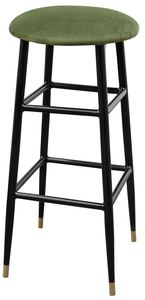 Casa Padrino Luxus Barhocker Moosgrn / Schwarz  37 x H. 76 cm - Barstuhl mit Samtstoff