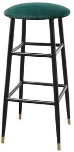 Casa Padrino Luxus Barhocker Grn / Schwarz  37 x H. 76 cm - Barstuhl mit Samtstoff