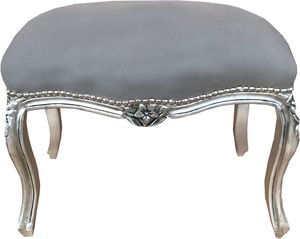 Casa Padrino Barock Sitzhocker Grau / Silber - Antik Stil M�bel 