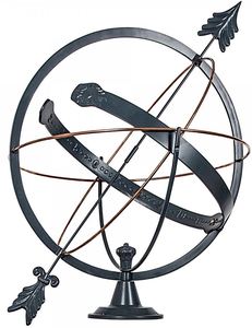 Casa Padrino Jugendstil Garten Deko Sonnenuhr Anthrazit / Kupfer  60 x H. 72 cm - Luxus Gartendeko