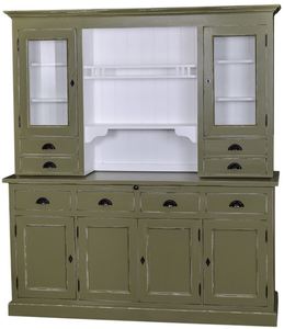 Casa Padrino Landhausstil K�chenschrank Antik Gr�n / Wei� 179 x 50 x H. 197 cm - 2 Teiliger Shabby Chic K�chenschrank mit 6 T�ren und 8 Schubladen