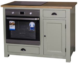 Casa Padrino Landhausstil Herdumbauschrank mit T�r und 2 Schubladen Hellgr�n / Naturfarben 120 x 65 x H. 90 cm - K�chenm�bel