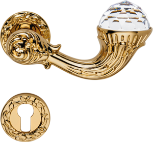 Casa Padrino Luxus Jugendstil T�rgriff / T�rklinken Set mit Swarovski Kristallglas Gold 15 x H. 5,3 cm - Luxus Qualit�t Made in Italy