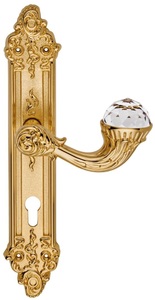 Casa Padrino Luxus Jugendstil T�rgriff mit Platte und Swarovski Kristallglas Gold 15,5 x H. 33,5 cm - Hotel Accessoires B!