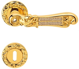 Casa Padrino Luxus Barock T�rklinken Set Gold 14,5 x H. 5,3 cm - T�rgriff Set mit Swarovski Kristallglas
