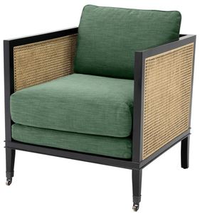 Casa Padrino Luxus Sessel Grn / Schwarz / Naturfarben 71 x 68,5 x H. 84 cm - Hotel Mbel