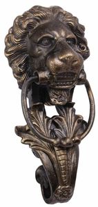 Casa Padrino Barock Gusseisen Lwenkopf Trklopfer Bronze H. 41 cm - Barock Deko Accessoires