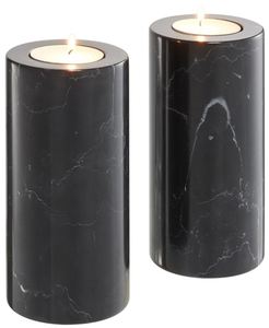 Casa Padrino Luxus Marmor Teelichthalter Set Schwarz  10 x H. 21 cm - Hotel & Restaurant Deko Accessoires