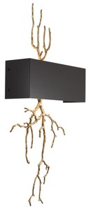 Casa Padrino Luxus Messing Wandleuchte mit Metall Lampenschirm Antik Messing / Schwarz 40,5 x 12,5 x H. 84 cm - Luxus M�bel