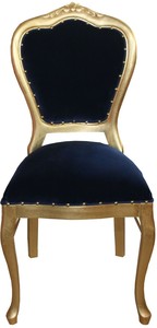 Casa Padrino Barock Luxus Esszimmer Stuhl Royalblau/Gold - Schminktisch Stuhl - Limited Edition 