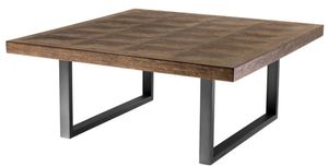 Casa Padrino Couchtisch Braun / Bronze 100 x 100 x H. 43 cm - Luxus Wohnzimmertisch mit Eichenfurnier Tischplatte